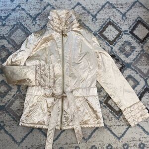 Moschino Champagne Metallic Belted Jacket